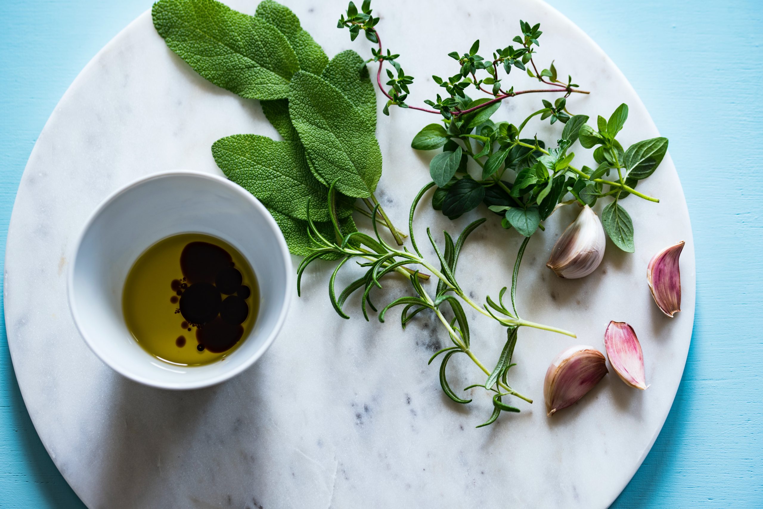 herbs and a tea cup